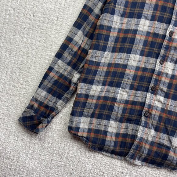 Billabong Shirt Mens M Blue / Brown Plaid Long Sleeve Flannel Core Fit / Stretch - Picture 2 of 14